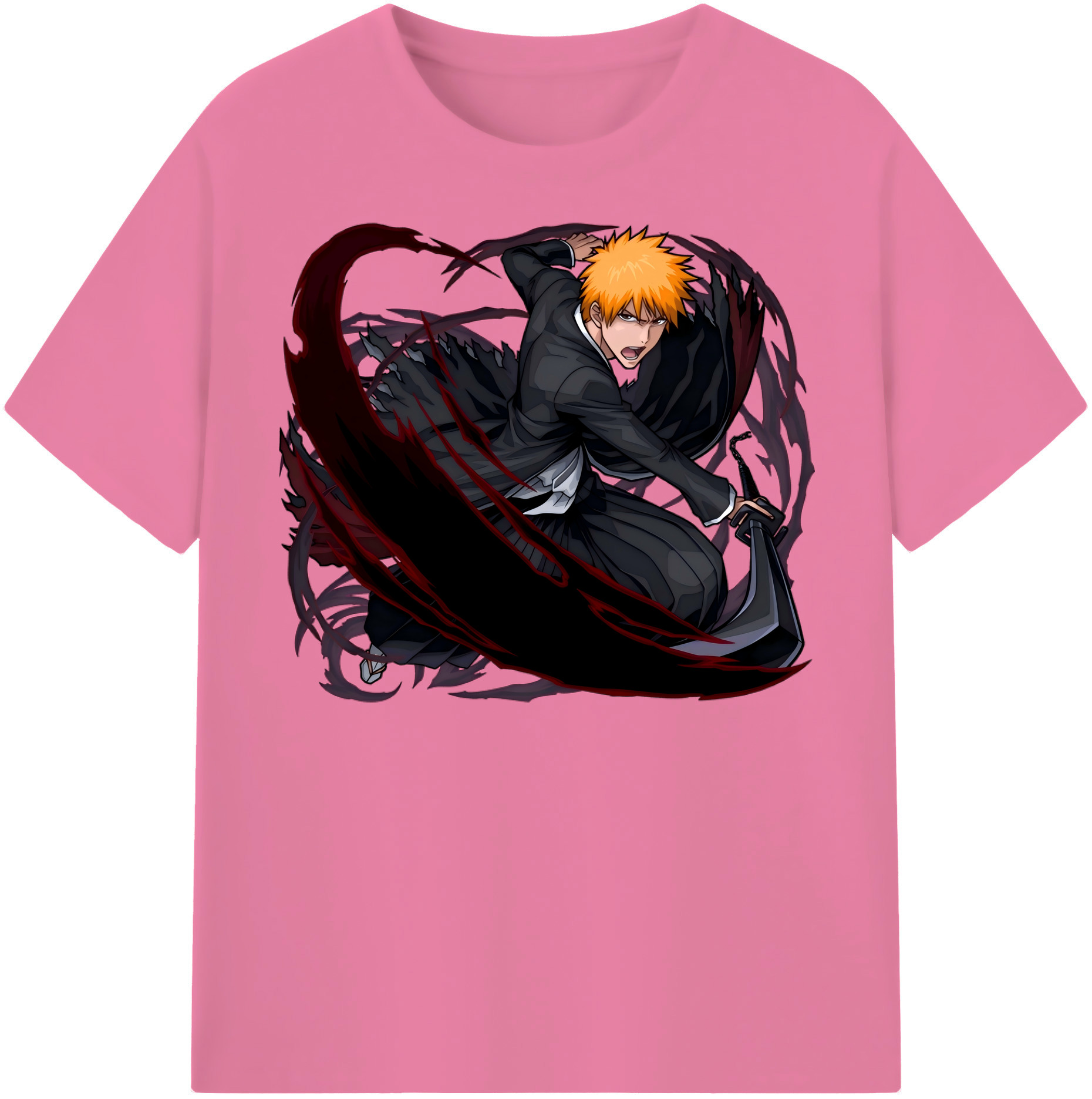 （画像用） ブリーチ 黒崎一護（くろさき いちご）BLEACH Kurosaki Ichigo 綿100％半袖Tシャツ（フロントプリント）